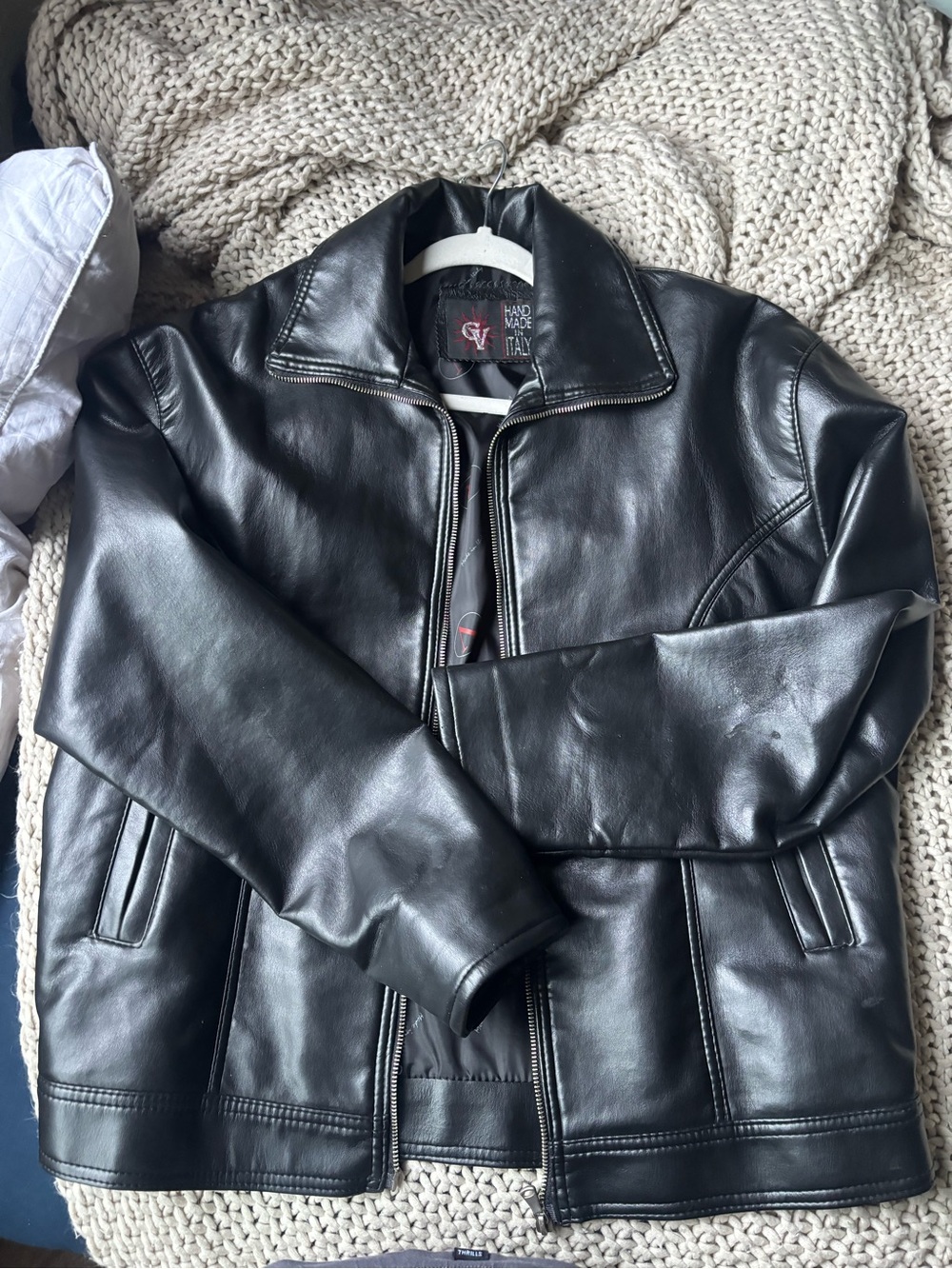 Handmade Italy Black Leather Bomber Jacket for Men